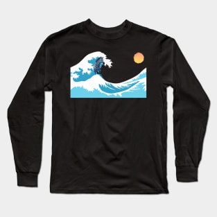 Zebra Surfing at The Great Wave off Kanagawa Long Sleeve T-Shirt